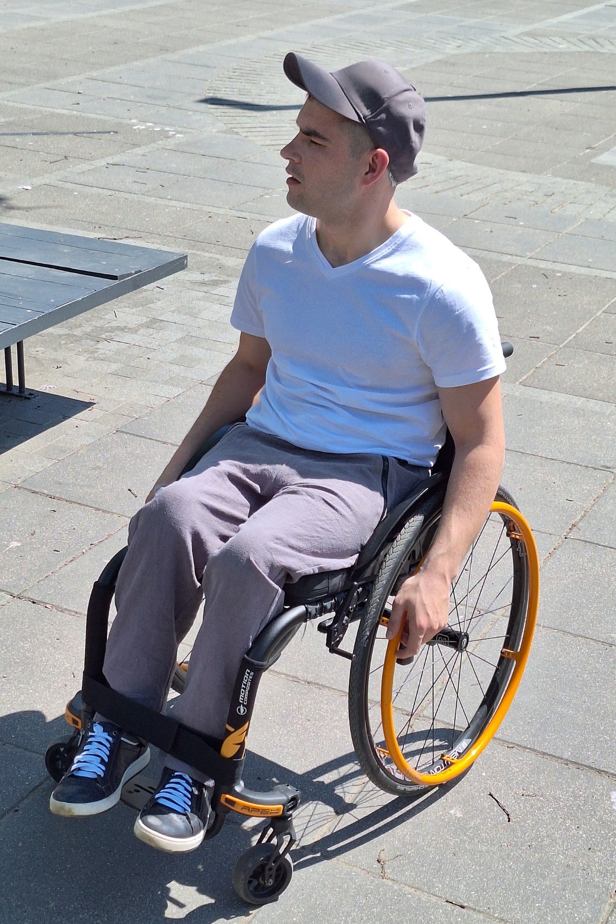 Summer wheelchair pants from ramie fabric wheelchair adapted